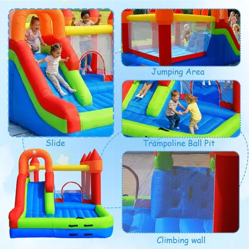 Miniatura 6 de Casa de rebote para niños con tobogán, casa inflable fácil de desinflar para niños pequeños, castillo de salto inflable al aire libre con soplador