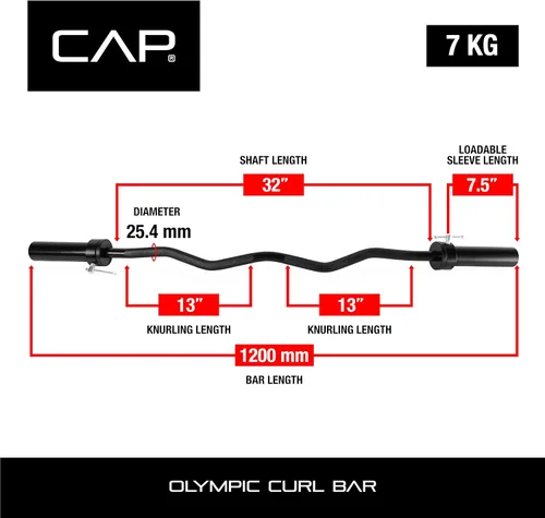 Miniatura 8 de CAP Barbell 47-Inch Olympic EZ Curl Bar for 2-Inch Weight Plates Multiple Options