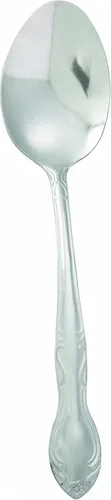 Winco Juego de cucharadas europeas Elegance de 12 piezas, acero inoxidable 18-0, plata
