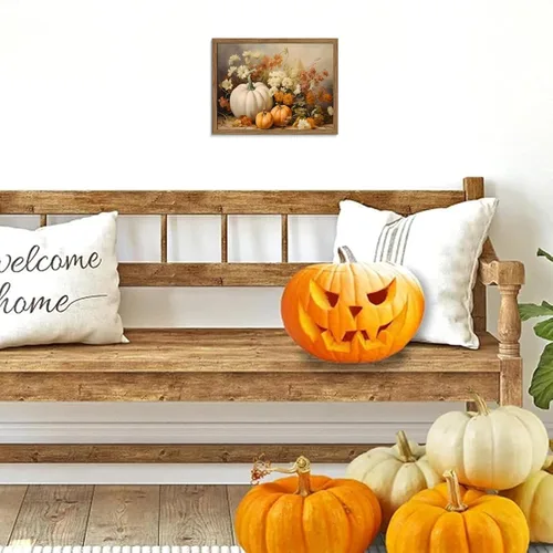 Miniatura 8 de Lienzo decorativo enmarcado de calabaza para sala de estar