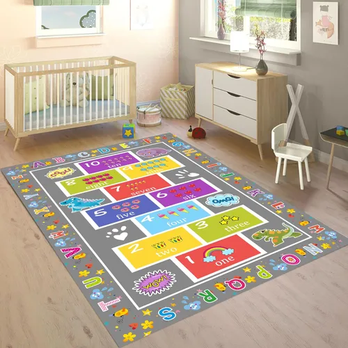 Miniatura 12 de Tapete educativo de 3 x 4 pies, tapete de aprendizaje ABC y 123 para niños pequeños con diseños de animales, alfombra antideslizante lavable
