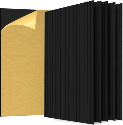 Paquete de 6 paneles acústicos de pared, 47.2 x 23.6 x 0.4 pulgadas, autoadhesivos decorativos insonorizados, paneles de amortiguación de sonido