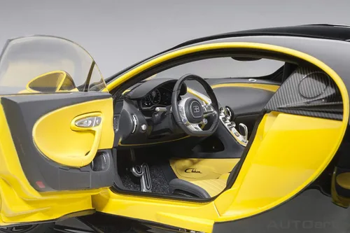 Miniatura 3 de Autoart Bugatti Chiron Jaune Molsheim Amarillo y Nocturne Negro Modelo 1/18
