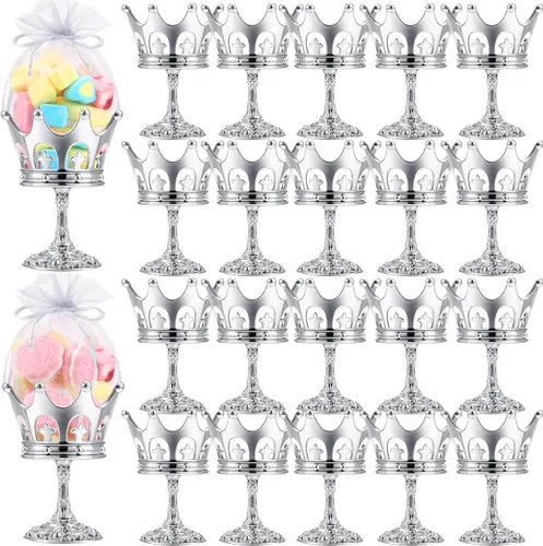 Miniatura 8 de 30 piezas de copa de corona rellenable de oro con bolsa para caja de dulces, regalos de boda, fiesta, contenedor decorativo de almacenamiento