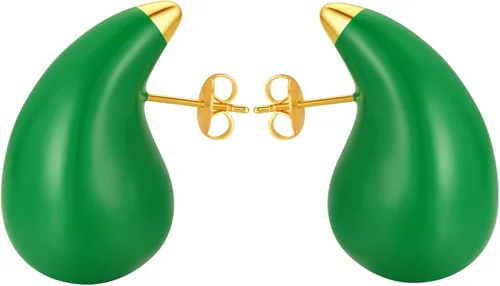 Miniatura 12 de Aretes de aro de oro gruesos para mujer, ligeros, con forma de gota de agua, aretes de aro abiertos y huecos en forma de lágrima, plata y oro