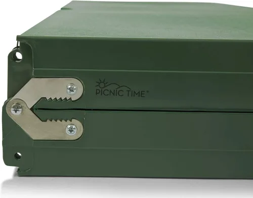 Miniatura 8 de Picnic TIME Mesa de picnic plegable portátil con asientos para 4, mesa de aluminio plegable con bancos y agujero para paraguas, mesa plegable ligera