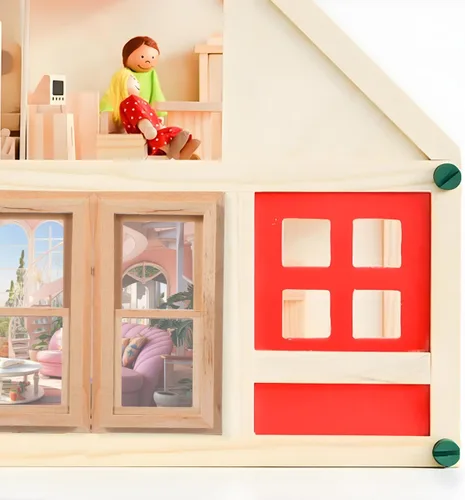 Miniatura 4 de Toyvian Ventana de madera para casa de muñecas, 1: 12 escala de casa de muñecas, mini marco de ventana, muebles de madera en miniatura