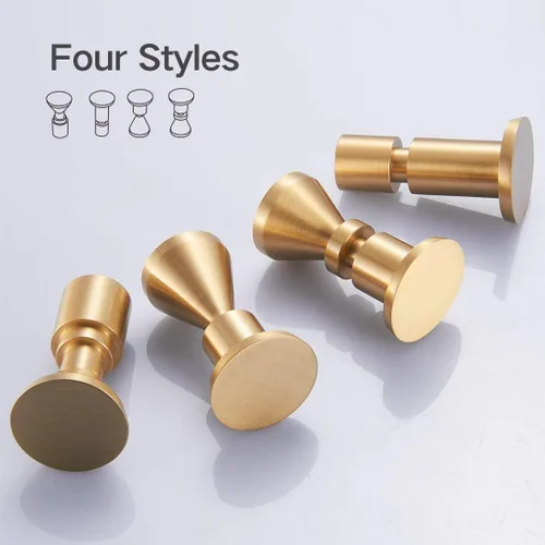 Miniatura 7 de TECI Ganchos dorados de latón macizo (paquete de 2) resistentes montados en la pared. Perfecto para bolsos, abrigos, sombreros, bolsos, mochilas