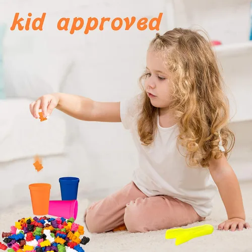 Miniatura 5 de Driddle Osos coloridos para contar con tazas a juego, 100 osos, juguete de aprendizaje de reconocimiento de clasificación, cuenta y color para niños