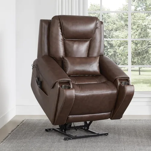 Miniatura 9 de CHITA Silla reclinable eléctrica para personas mayores con masaje y calor, silla reclinable grande de piel auténtica con soportes para tazas