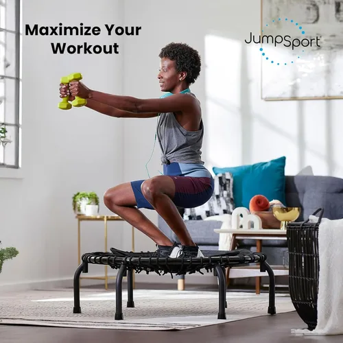Miniatura 6 de JumpSport 39" Essential Fitness Trampoline Model 220, 230, 250 Exercise Trampoline 30 Low-Impact Bungees Negro