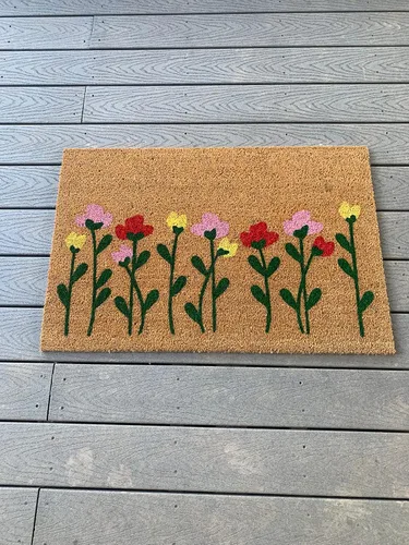 Tapete de flores silvestres con diseño floral para la puerta delantera, bonito tapete de primavera para porche, decoración de porche, regalos de