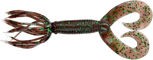 Miniatura 6 de Yamamoto - Hula Grub - Anzuelo de doble cola. CALABAZA VERDE CON ESCOPA NEGRA GRANDE (10 PACK)