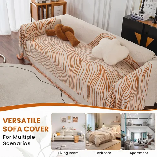 Miniatura 301 de VClife Fundas de sofá bohemio de felpilla para sofá seccional, fundas de sofá suaves y antideslizantes para sofá de 2 cojines, protector de muebles
