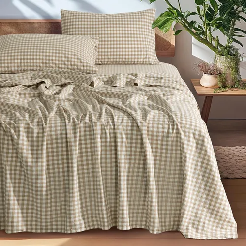 Miniatura 9 de SONORO KATE Sábanas de cama de lino francés 100% puro, tamaño Queen, sábanas de cama de lino transpirables y duraderas, antidesgarro, lavables a