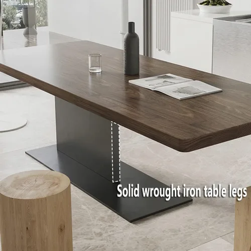 Miniatura 5 de Escritorio de madera maciza para computadora de oficina en casa, mesa de comedor marrón oscuro, patas de metal fuertes, mesa de pino de 2.0 in