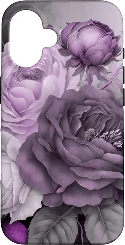 Miniatura 32 de Purple Watercolor Rose Flower Bouquet on Gray Case for iPhone 17