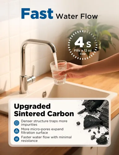 Miniatura 7 de NOVETE Filtro de agua para debajo del fregadero, mejorado de 30 K galones, certificado NSF/ANSI 42 y 372, reduce el 99.5% de cloro, plomo, Negro