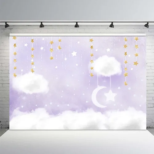 Miniatura 8 de MEHOFOTO - Telón de fondo de estudio fotográfico de nube azul y blanca, accesorios de fondo de príncipe para cumpleaños, baby shower, decoración