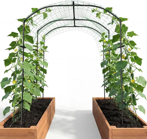 DoCred Enrejado de arco de jardín alto para plantas trepadoras, 87 pulgadas de alto, soporte de metal para plantas trepadoras, arcos de enrejado