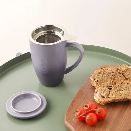 Miniatura 4 de Sweejar Taza de té de porcelana con infusor y tapa, tetera con filtro, máquina de té para hojas sueltas, 16 onzas líquidas para té, café, leche