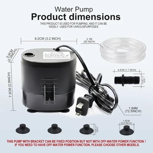Miniatura 2 de 18w 270gph pequeña bomba de transferencia bomba de agua sumergible para peceras, estanques, acuarios, hidropónicos 110-120v/60hz ideal para cubierta