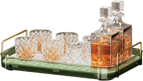 Miniatura 8 de Seoneiro Bandeja de whisky, estante para tazas de vidrio, soporte para tazas, organizador de taza de café, encimera de baño con tabla de drenaje