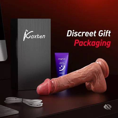 Miniatura 5 de Koxten Consolador de empuje para adultos, vibrador – Control de aplicación de pene de 8 pulgadas, 9 vibraciones + 9 empujes + consolador cálido
