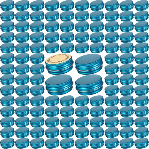 270 tarros de aluminio de 0.5 oz / 0.5 fl oz con tapa de rosca y etiquetas en blanco (azul lago) | Bulk Value Pack, Extra Protection Against Dents,