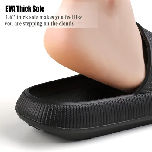 Miniatura 5 de IGIGRING Sandalias de nube para mujeres y hombres, pantuflas de almohada antideslizantes súper suaves con suela gruesa, pantuflas de ducha