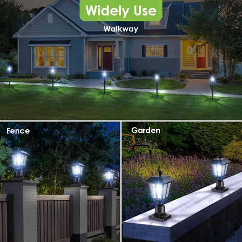 Miniatura 7 de Greluna Luces solares para poste, lámpara solar del anochecer al amanecer con base de montaje en muelle, luces de poste al aire libre impermeables