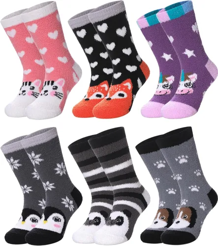 Color City Calcetines antideslizantes para niños y niñas con agarres, antideslizantes, acogedores, esponjosos, cálidos para invierno