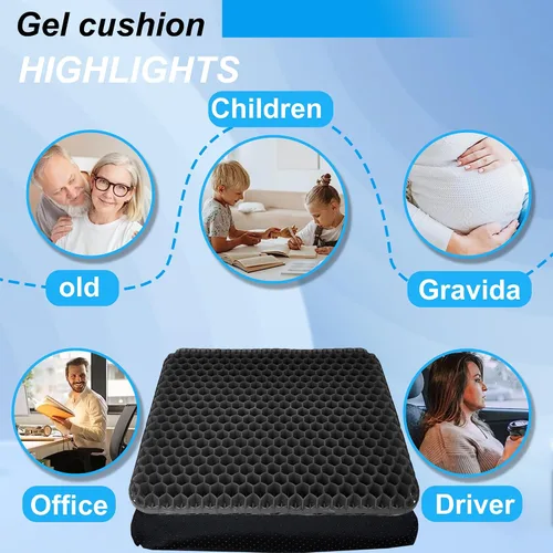 Miniatura 5 de Yimiyaa Cojín de Gel para Asiento, Cojín de Gel Grueso Doble en Forma de Huevo para Alivio del Dolor por Presión, Almohadillas Transpirables