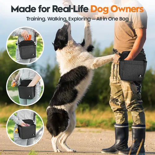 Miniatura 9 de Bolsa de entrenamiento para perros, riñonera magnética para perros para caminar, bolsa cruzada para pasear al perro con dispensador de bolsa