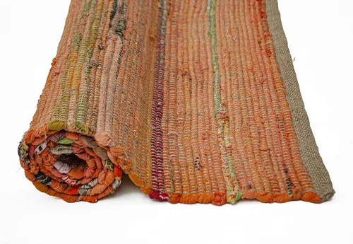 Miniatura 5 de Chardin home Alfombra de pasillo de yute y algodón óxido, alfombra reversible tejida a mano de 2 x 5 pies, decoración rústica de yute naranja