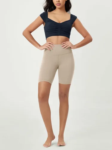 Miniatura 9 de ODODOS Camiseta corta sin mangas con cuello en V y frente fruncido para mujer, recortada en la espalda, manga casquillo