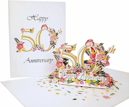 Miniatura 18 de iGifts And Cards Tarjeta de Felicitación Emergente 3D del Feliz 10º Aniversario Hito - Pareja Perfecta, Matrimonio, Boda, Elegante, Almas Gemelas