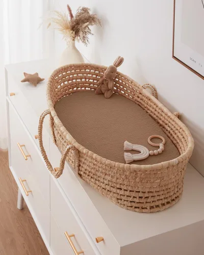 Miniatura 110 de Blissful Diary Sábanas de muselina para cuna para niñas, sábana de bebé de algodón suave bohemio para colchón de cuna estándar de 52 x 28 pulgadas