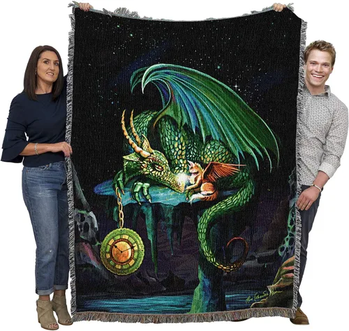 Miniatura 20 de Pure Country Weavers Rose Khan - Manta con diseño de dragón del tiempo de amatista tejida de algodón, hecha en los Estados Unidos (72 x 54 pulgadas)