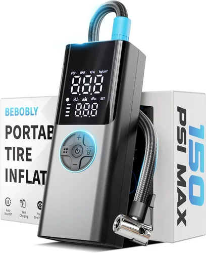 Compresor de aire portátil para inflador de neumáticos, bomba de neumáticos 4 veces más rápida y 150 PSI para automóvil, moto, bicicleta y pelota,