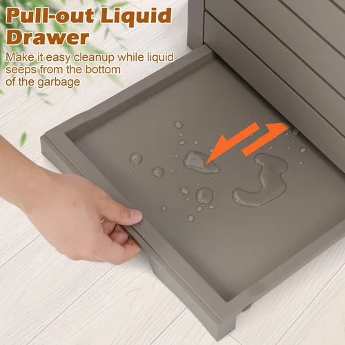 Miniatura 3 de Goplus Bote de basura para exteriores de 31 galones con tapa, cubo de basura exterior grande con bandeja de goteo para una fácil limpieza, se adapta