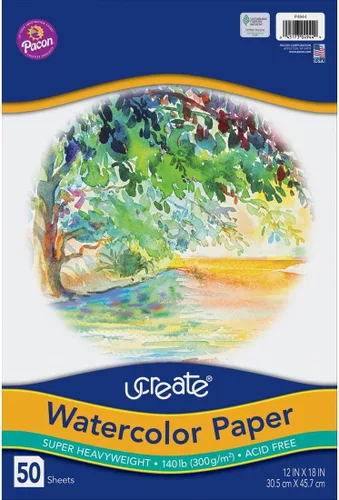 Miniatura 8 de UCreate Papel de acuarela, blanco, paquete, 140 lb., 9" x 12", 50 hojas