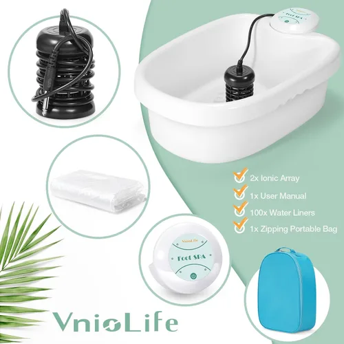 Miniatura 5 de VnioLife Máquina de Baño de Pies Iónico Desintoxicante con Bolsa, Máquina Portátil de Desintoxicación de Pies, Spa Iónico de Pies con Limpieza