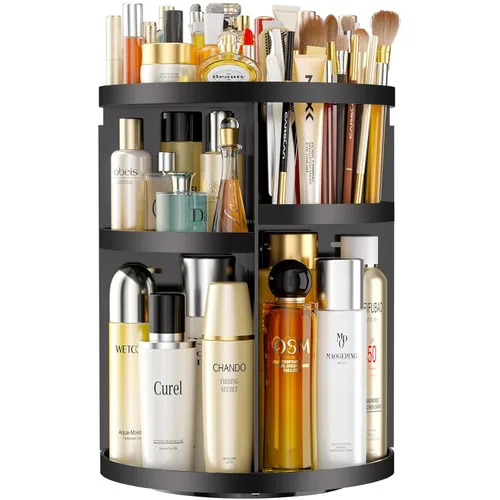 Miniatura 16 de Organizador de maquillaje giratorio de 360 grados para tocador, organizador de belleza de capacidad extra grande, organizador de perfume DIY