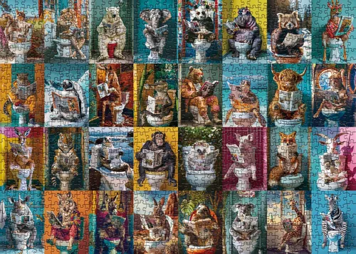 Miniatura 2 de Rompecabezas de animales divertidos de 1000 piezas para adultos, rompecabezas de animales para hacer popa, rompecabezas colorido, león elefante