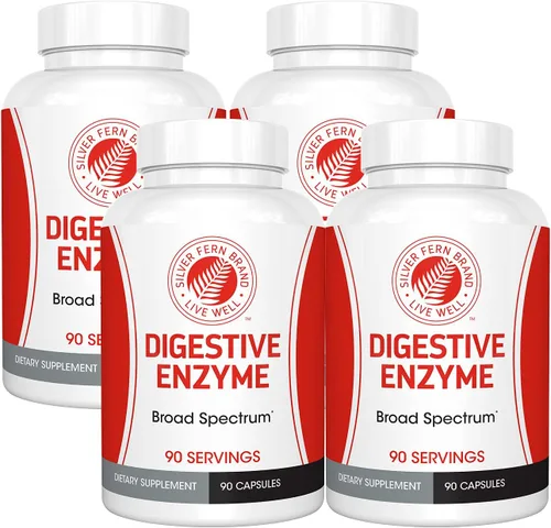 Silver Fern Brand Ultimate - Suplemento de enzima digestiva – 4 botellas – Alta potencia, múltiples enzimas – Comodidad digestiva y tolerancia
