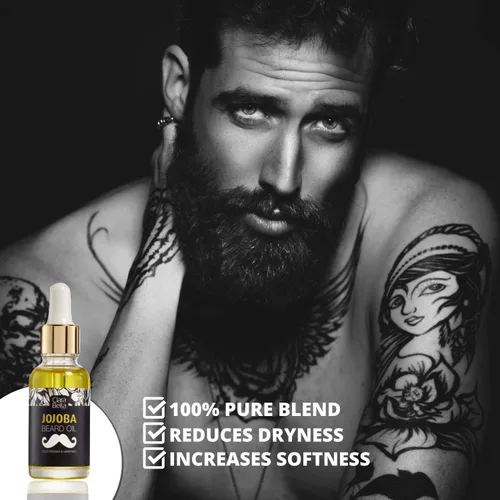 Miniatura 3 de Aceite para barba de jojoba: sin perfume, puro y orgánico para hombres, detiene la picazón y la caspa, suaviza el cabello grueso y el bigote, 1 fl