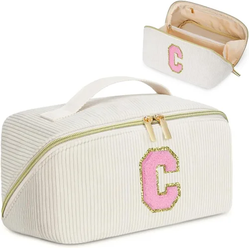 Bolsa de cosméticos de viaje de gran capacidad, Beige, C Taza
