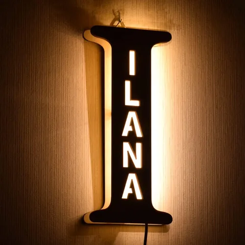 Miniatura 11 de Luz nocturna LED personalizada, letra inicial de madera grabada con nombre para familiares amigos, alfabeto, dormitorio, boda, Navidad, Halloween y j