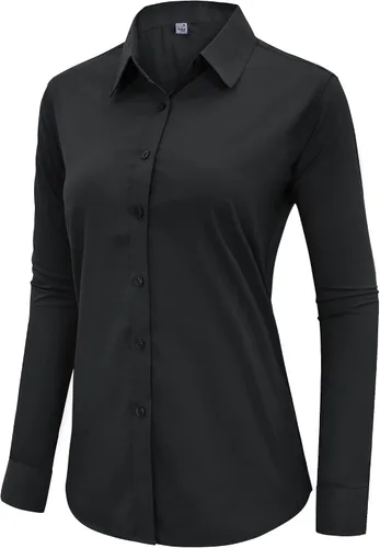 Miniatura 9 de siliteelon Camisas de vestir con botones para mujer, camisas de vestir de manga larga para mujer, camisas de trabajo de algodón de ajuste regular
